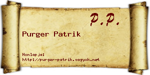 Purger Patrik névjegykártya